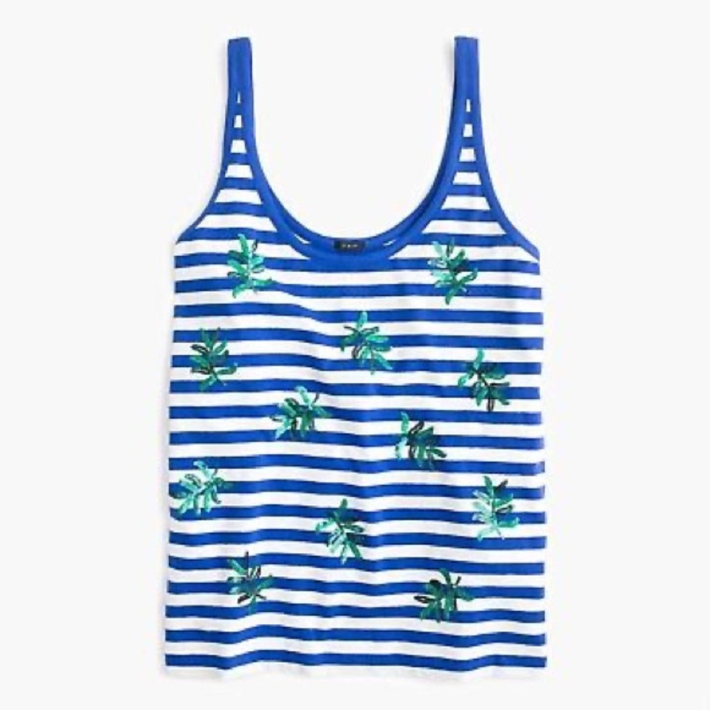 J Crew Striped Palm Tree Tank S